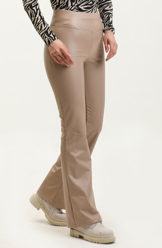 Pantalon Flare Cuir 20020-04 Café Au Lait 20020-04