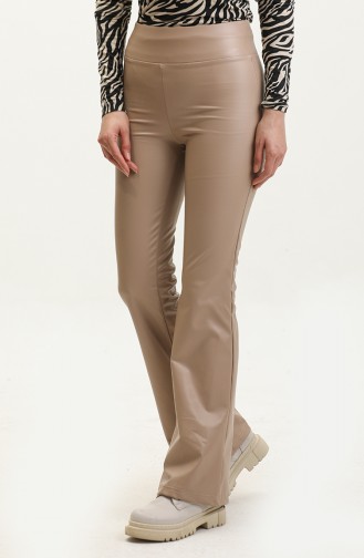 Pantalon Flare Cuir 20020-04 Café Au Lait 20020-04