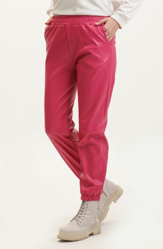 Pantalon Cuir Avec Poches 20023-02 Fuchsia 20023-02