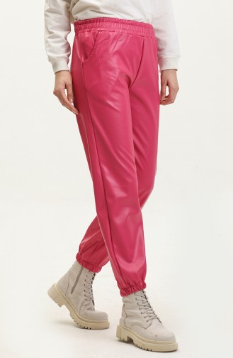 Pantalon Cuir Avec Poches 20023-02 Fuchsia 20023-02