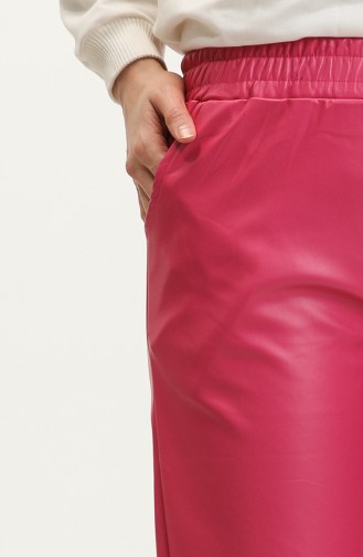 Pantalon Cuir Avec Poches 20023-02 Fuchsia 20023-02