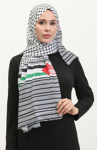 الكافية الفلسطينية شال باشمينا بتصميم مُهدب 90163-01 لون مُلون 90163-01