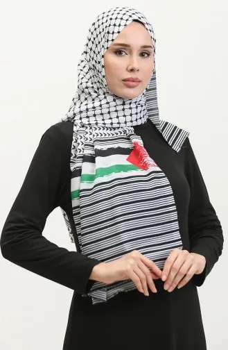 الكافية الفلسطينية شال باشمينا بتصميم مُهدب 90163-01 لون مُلون 90163-01