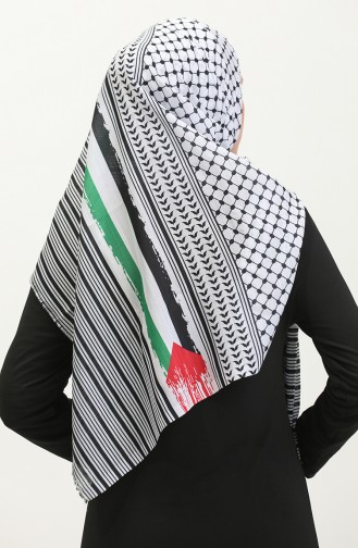 الكافية الفلسطينية شال باشمينا بتصميم مُهدب 90163-01 لون مُلون 90163-01