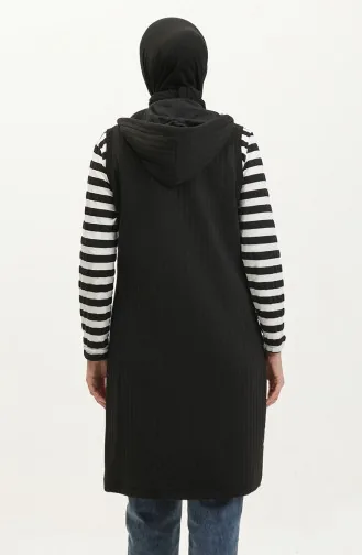 Gilet Matelassé à Capuche 5083-01 Noir 5083-01