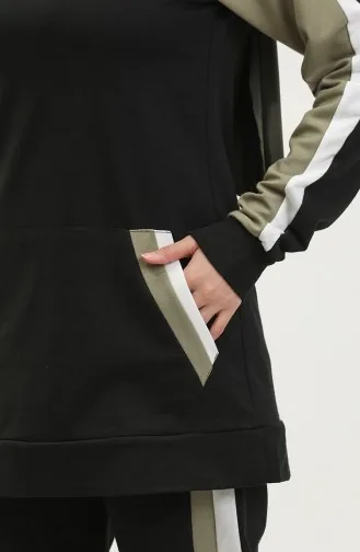 طقم رياضي ثنائي 23044-02 أسود أخضر عسكري 23044-02