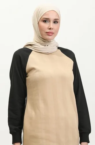 طقم رياضي ثنائي 23051-06 أسود بيج 23051-06
