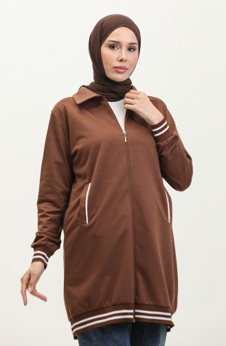 Women`s Ribbed Detailed Short Cape 6503-04 Brown 6503-04