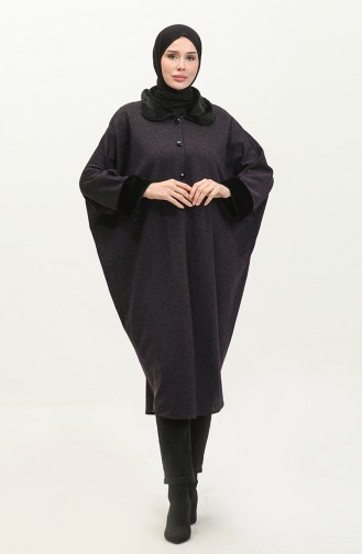 Pelziger Poncho Mit Knöpfen 1551-07 Lila 1551-07