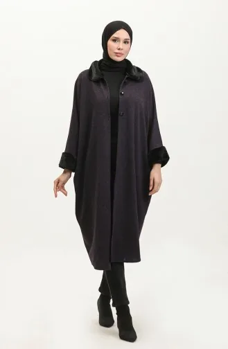 Poncho Boutonné Fourré 1551-07 Pourpre 1551-07