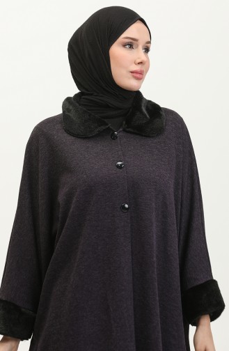 Pelziger Poncho Mit Knöpfen 1551-07 Lila 1551-07