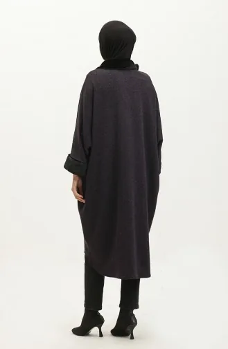 Poncho Boutonné Fourré 1551-07 Pourpre 1551-07