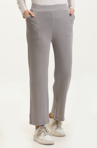Pocketed Wide Leg Trousers 7105-01 Gray 7105-01