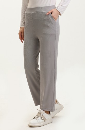 Pocketed Wide Leg Trousers 7105-01 Gray 7105-01