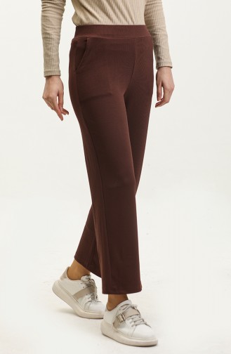 Pocketed Wide Leg Trousers 7105-02 Brown 7105-02