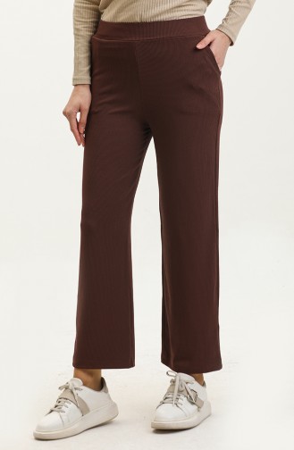 Pantalon Large Avec Poches 7105-02 Marron 7105-02