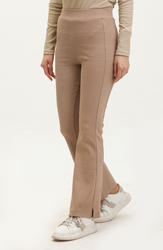 Elastic Waist Flared Trousers 1301-02 Mink 1301-02