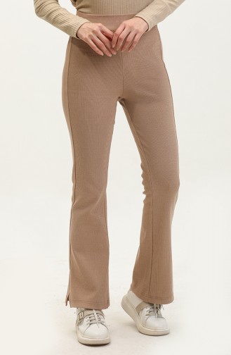 Elastic Waist Flared Trousers 1301-02 Mink 1301-02