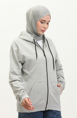 Hooded Zippered Sweatshirt 20009-01 Gray 20009-01