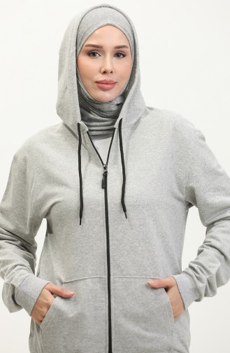 Hooded Zippered Sweatshirt 20009-01 Gray 20009-01