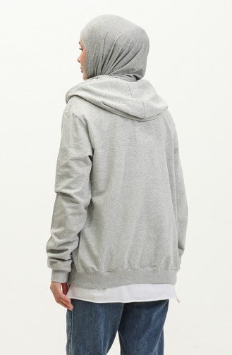 Hooded Zippered Sweatshirt 20009-01 Gray 20009-01
