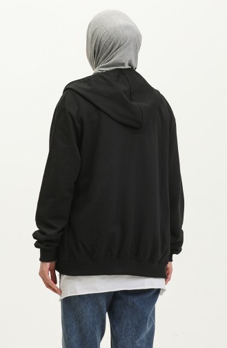 Hooded Zippered Sweatshirt 20009-02 Black 20009-02
