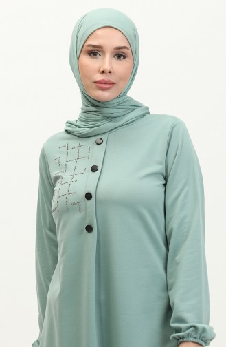 Stone Detail Double Hijab Suit 8071-1 80711-03 Mint Green 80711-03