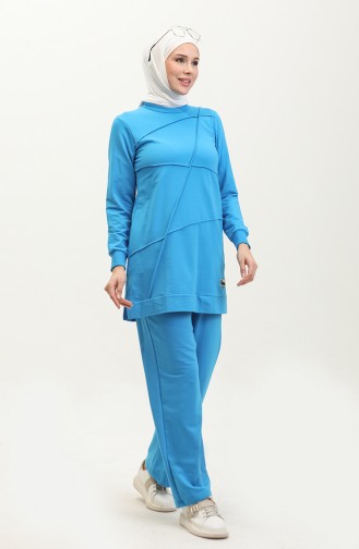 Ensemble Double Pantalon Tunique Deux Fils 20029-01 Bleu 20029-01