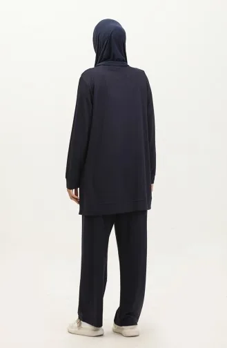 Ensemble Double Pantalon Tunique Deux Fils Grande Taille 20034-02 Bleu Marine 20034-02
