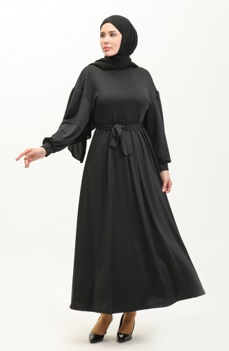 فستان بحزام 9006-01 أسود  9006-01
