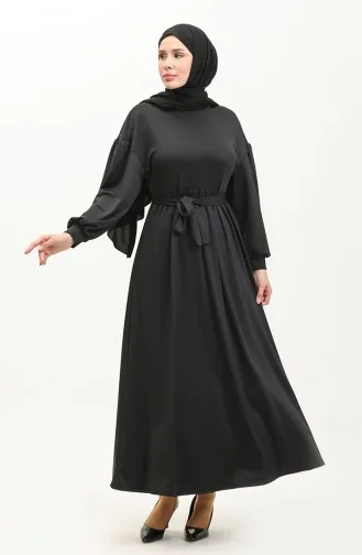 Dalgıç Kumaş Elbise 9006-01 Siyah