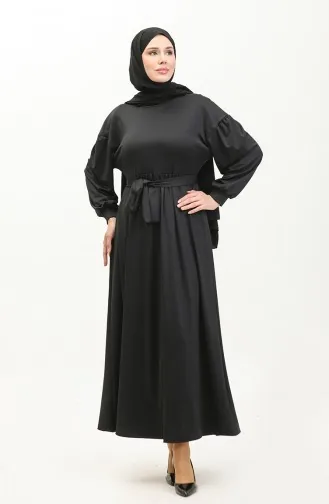 Dalgıç Kumaş Elbise 9006-01 Siyah