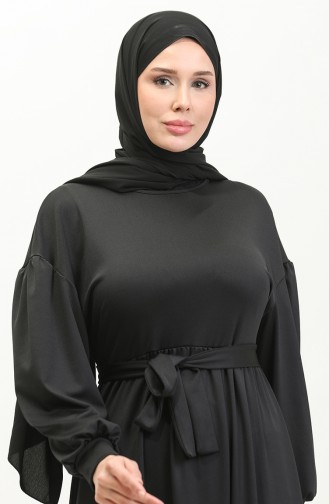 فستان بحزام 9006-01 أسود  9006-01