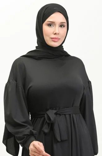 Dalgıç Kumaş Elbise 9006-01 Siyah