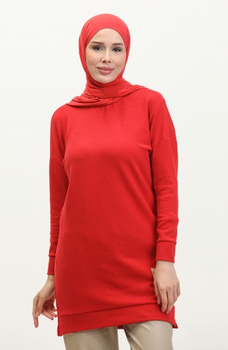 Kaşkorse Yırtmaç Detaylı Tunik 20001-02 Bordo