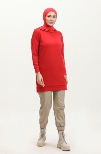 Gedetailleerde Tuniek Met Split En Camisole 20001-02 Claret Red 20001-02