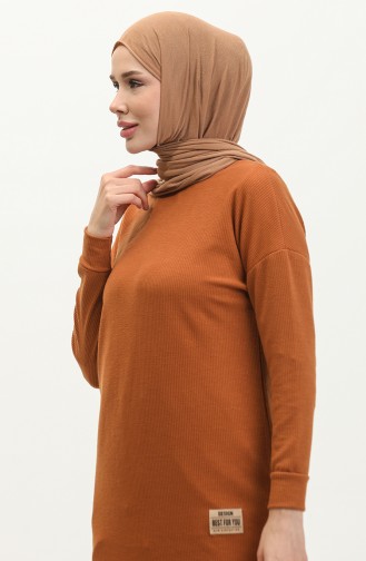 Tunique Détail Fendue à Camisole 20001-07 Tan 20001-07