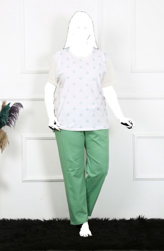 Akbeniz Women`s 5Xl-6Xl-7Xl-8Xl Plus Size Short Sleeve Pajama Set 75001 3691