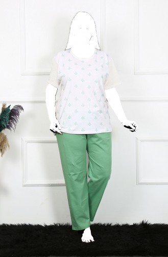 Akbeniz Damen 5Xl-6Xl-7Xl-8Xl Plus Size Kurzarm-Pyjama-Set 75001 3691