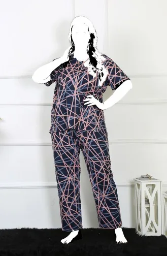 Akbeniz Kadın 5Xl-6Xl-7Xl-8Xl Büyük Beden Kısa Kol Pijama Takım 75008