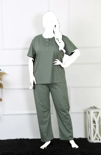 Akbeniz Damen 5Xl-6Xl-7Xl-8Xl Plus Size Grünes Kurzarm-Pyjama-Set 75012 3906