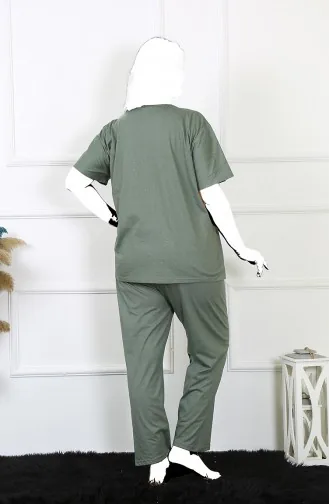 Akbeniz Damen 5Xl-6Xl-7Xl-8Xl Plus Size Grünes Kurzarm-Pyjama-Set 75012 3906