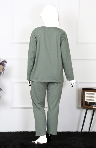 Akbeniz Women`s 4Xl-5Xl-6Xl-7Xl-8Xl Large Size Green Long Sleeve Pajama Set 75013 3997