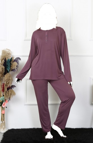 Akbeniz Women`s 4Xl-5Xl-6Xl-7Xl-8Xl Plus Size Plum Long Sleeve Pajama Set 75013 3998