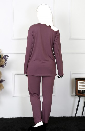 Akbeniz Women`s 4Xl-5Xl-6Xl-7Xl-8Xl Plus Size Plum Long Sleeve Pajama Set 75013 3998