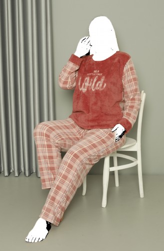 Akbeniz Welsoft Polar Kadın Büyük Beden Pudra Pijama Takımı 808040