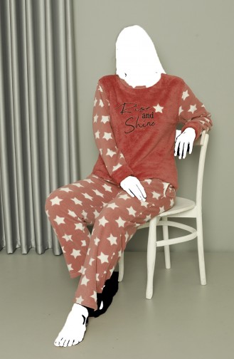 Akbeniz Welsoft Polar Damen-Pyjama-Set In Großer Größe Puder 808042 4046