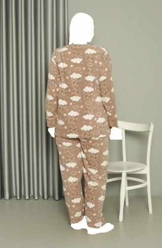 Akbeniz Welsoft Polar Damen-Pyjama-Set In Großer Größe Milchkaffee 808044 4049