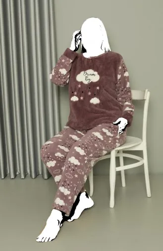 Akbeniz Welsoft Polar Damen-Pyjama-Set In Größe L Lila 808044 4050