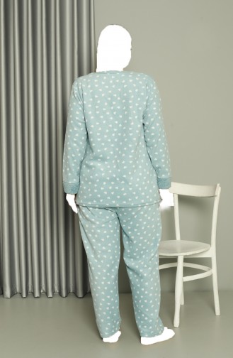 Akbeniz Welsoft Polar Women`s Large Size Aqua Green Pajama Set 808046 4053